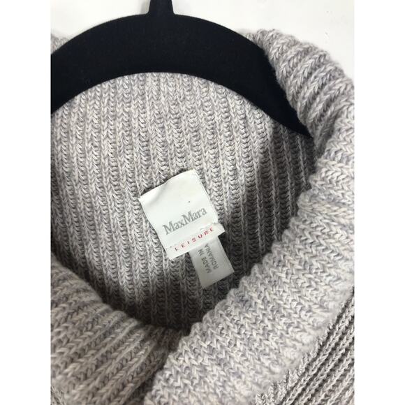 MaxMara Leisure Ribbed Mock Neck Side Split Tie Sides Gray Sweater One Size - Picture 3 of 9